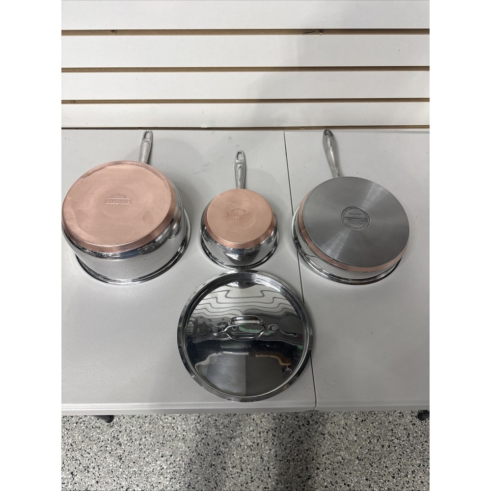 VTG Chefmate Copper Bottom 3 Qt 1 Qt  & Kenmore 8"Copper Pan Stainless w/Lid EUC